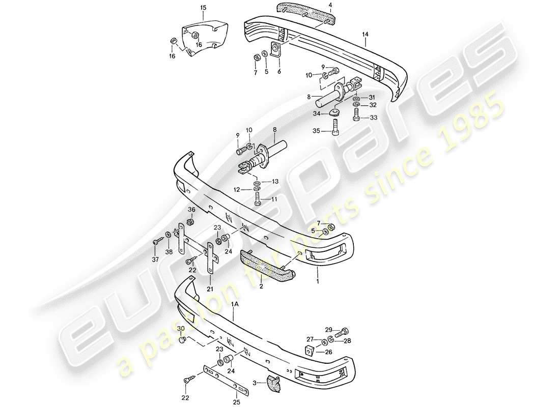 porsche 1990 (944) bumper - with: - buffer part diagram