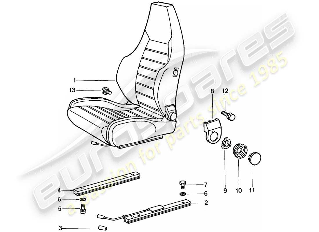 porsche 911 (1983) sports seat - complete - d - mj 1981>> part diagram