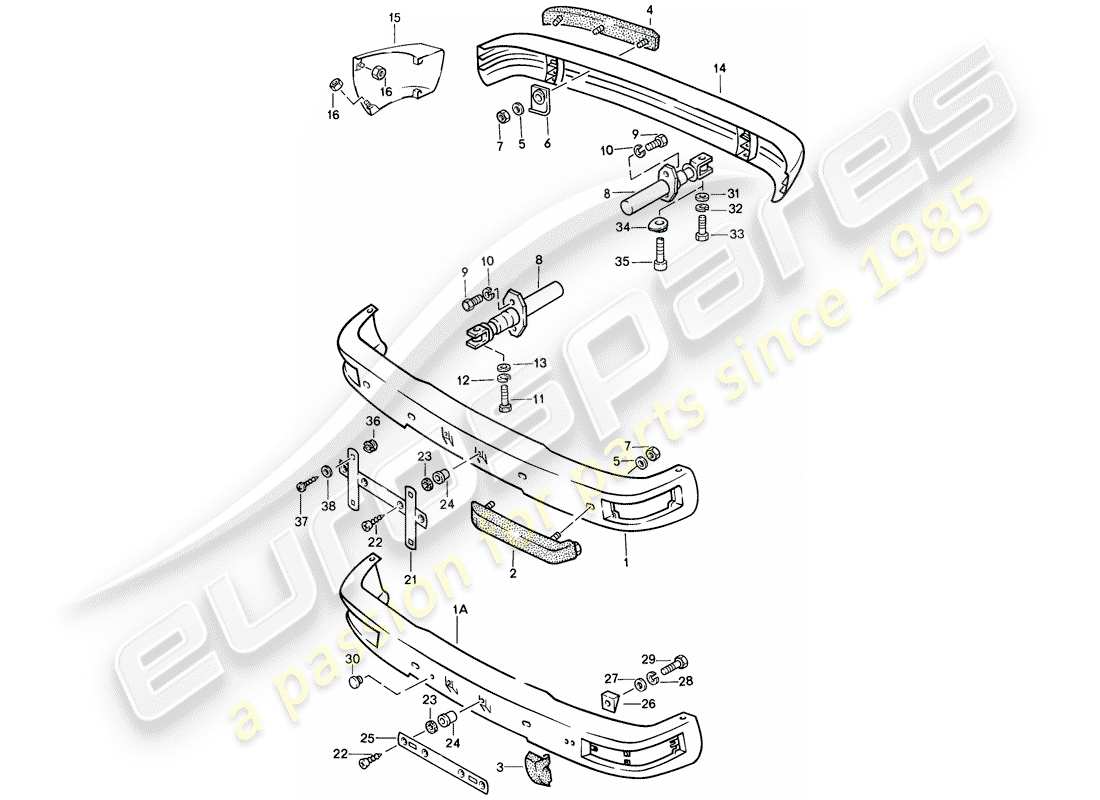porsche 1983 (944) bumper - with: - buffer parts diagram