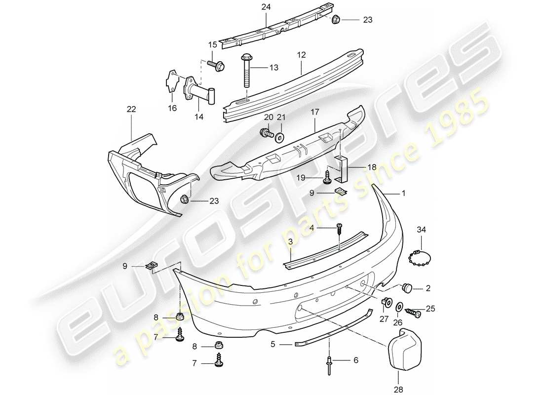porsche 2001 (996 gt3) bumper part diagram