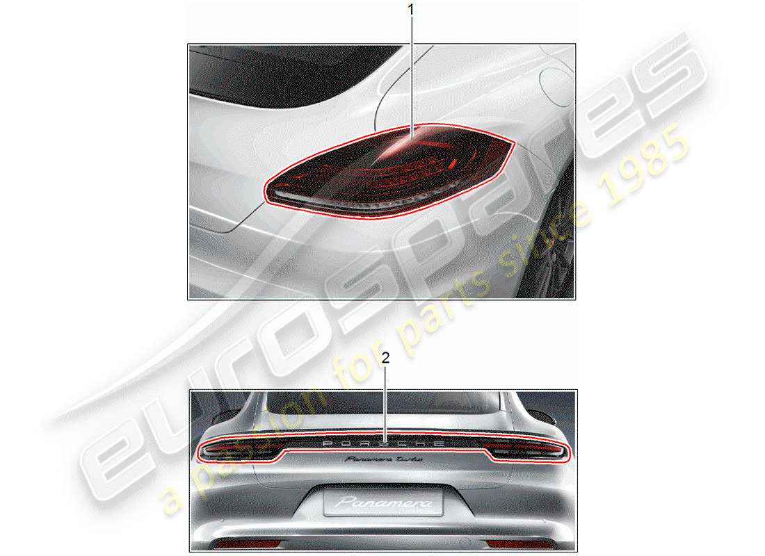 porsche 2012 (tequipment panamera) rear light part diagram