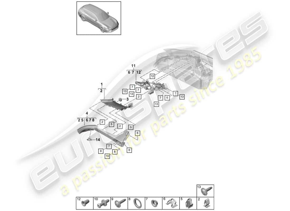porsche panamera 971 (2017) trims parts diagram