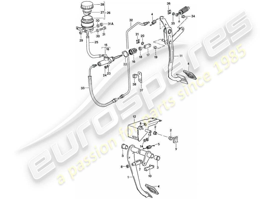 porsche 1983 (944) pedals part diagram
