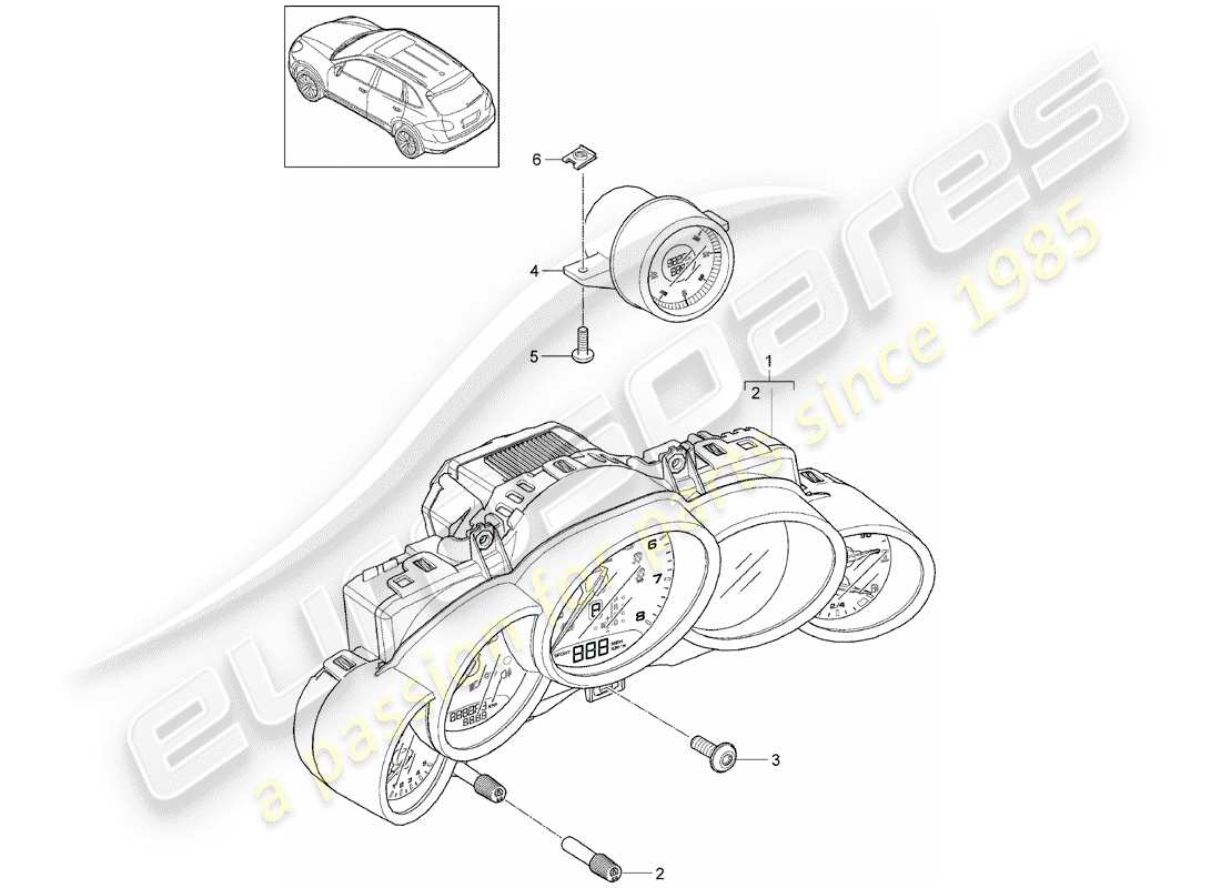 porsche 2013 (cayenne e2 92a) instruments parts diagram