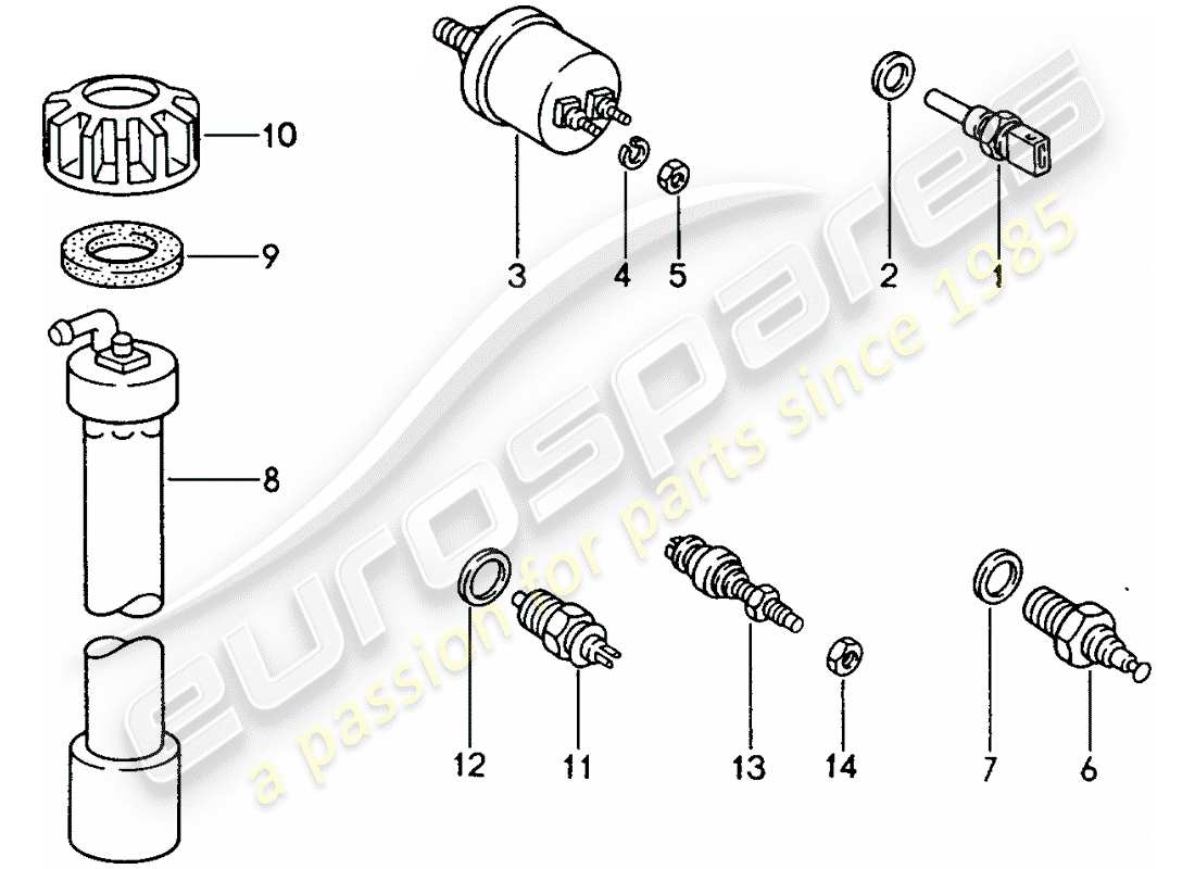 porsche 1986 (944) switch - and - sensor parts diagram
