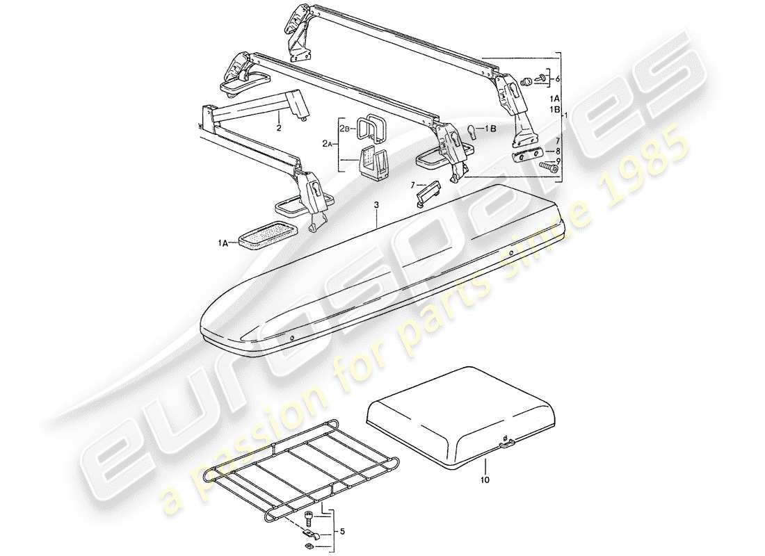 porsche 1988 (928) roof transport system part diagram