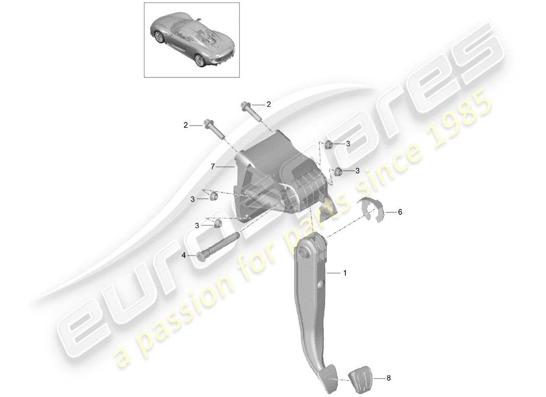 porsche 918 spyder (2015) brake pedal part diagram