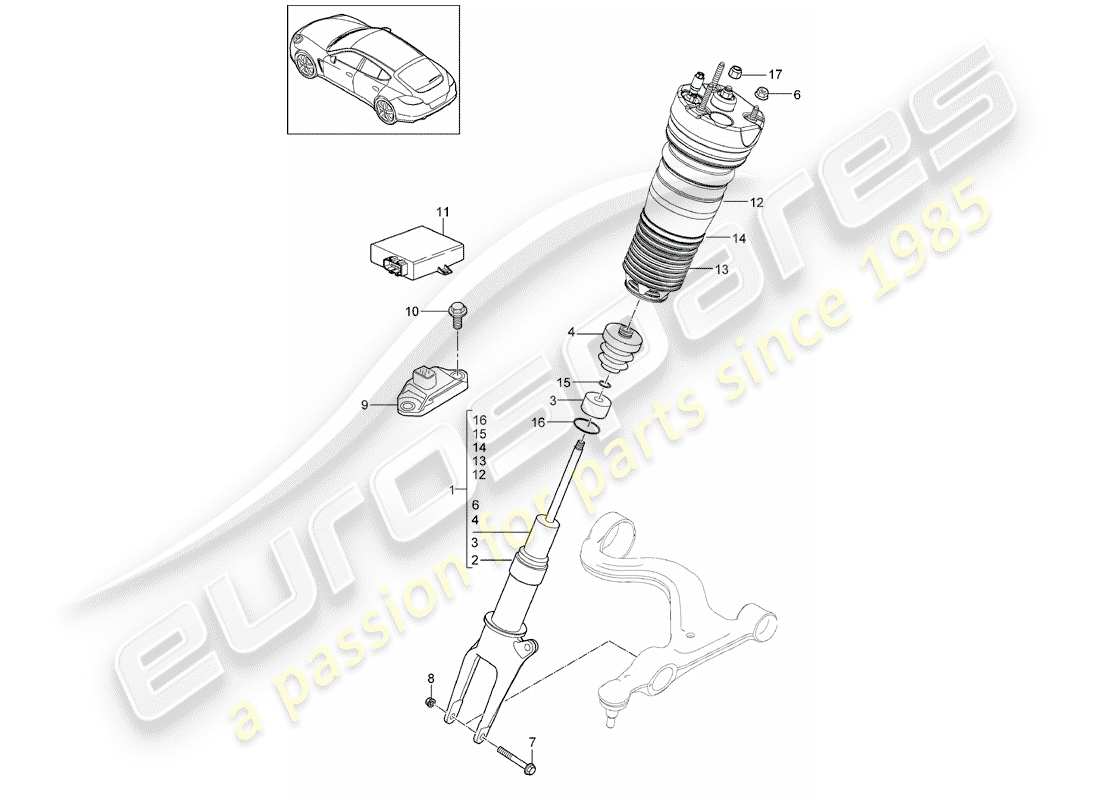 porsche panamera 970 (2011) suspension part diagram
