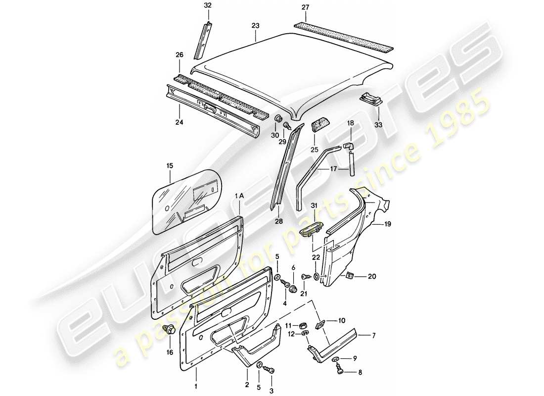 porsche 1978 (924) trims parts diagram