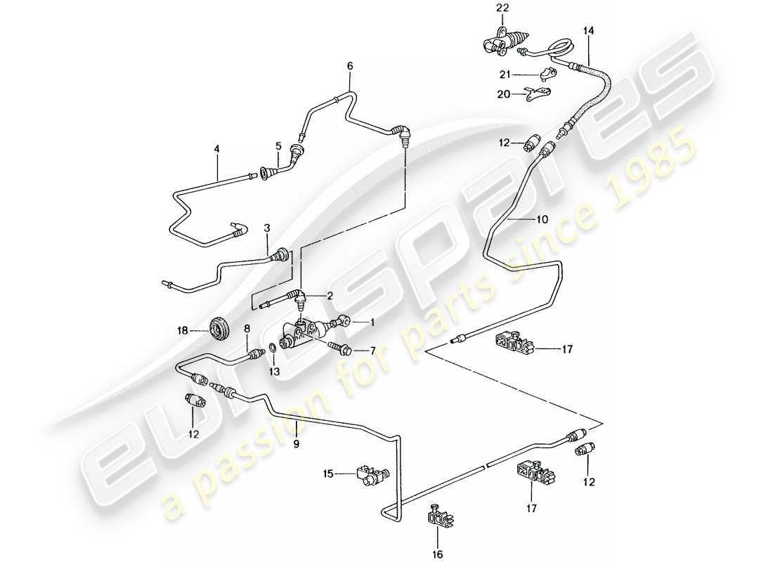 porsche 2001 (996 gt3) hydraulic clutch - operation - clutch master cylinder - hydraulic clutch pipe part diagram