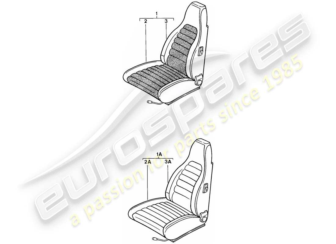 porsche 1977 (924) front seat - complete - seat cover part diagram