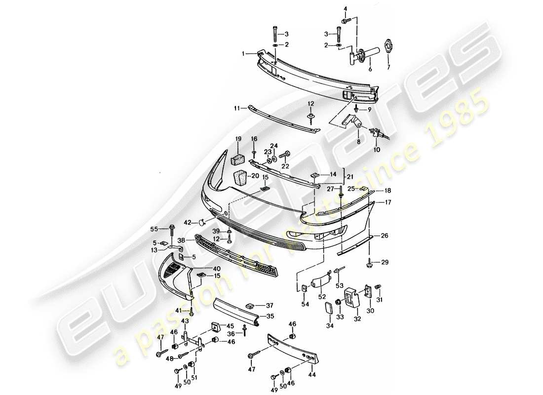 porsche 1994 (993) bumper parts diagram
