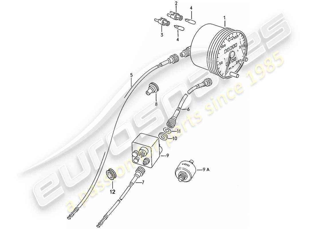 porsche 1977 (924) speedometer - d >> - mj 1978 part diagram