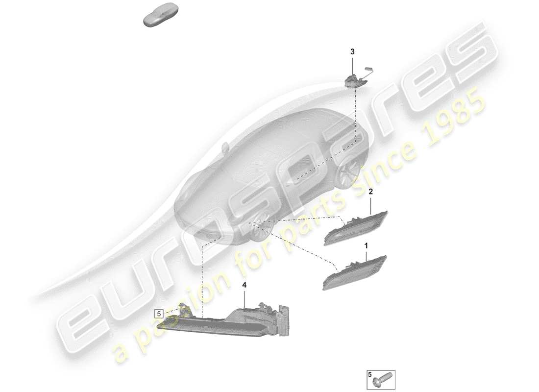 porsche 2019 (992-1) turn signal repeater parts diagram