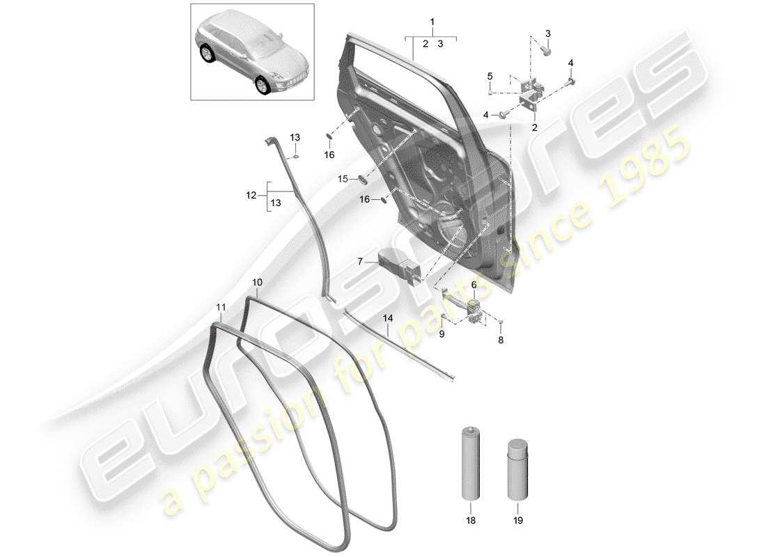 porsche 2014 (macan) door shell part diagram