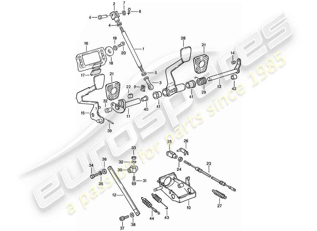 porsche 1986 (911) pedals part diagram