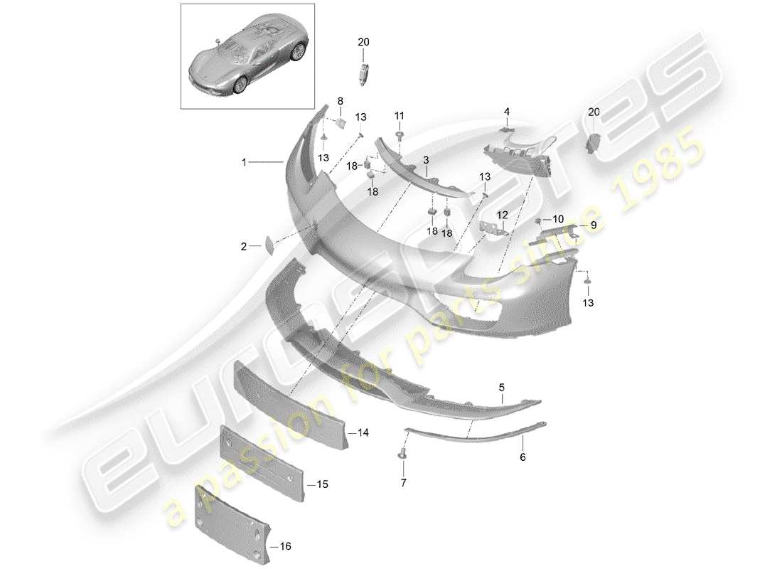 porsche 2015 (918 spyder) bumper part diagram
