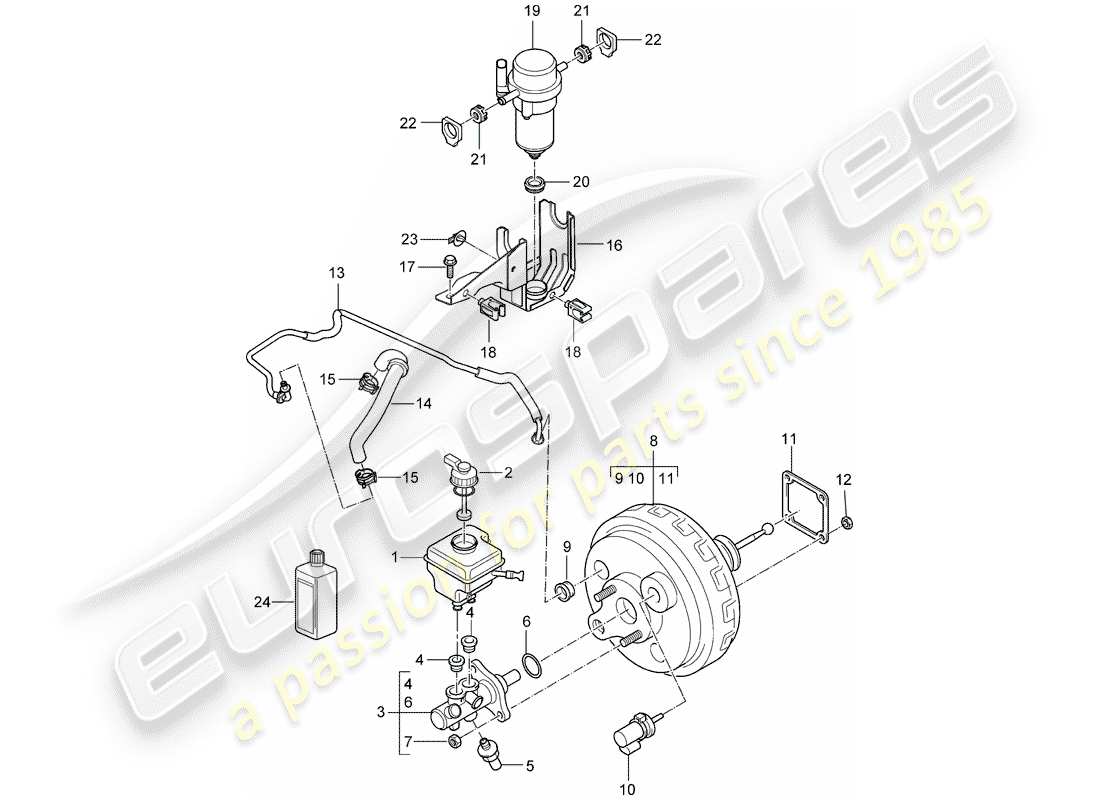 porsche 2003 (cayenne e1 9pa) brake master cylinder part diagram