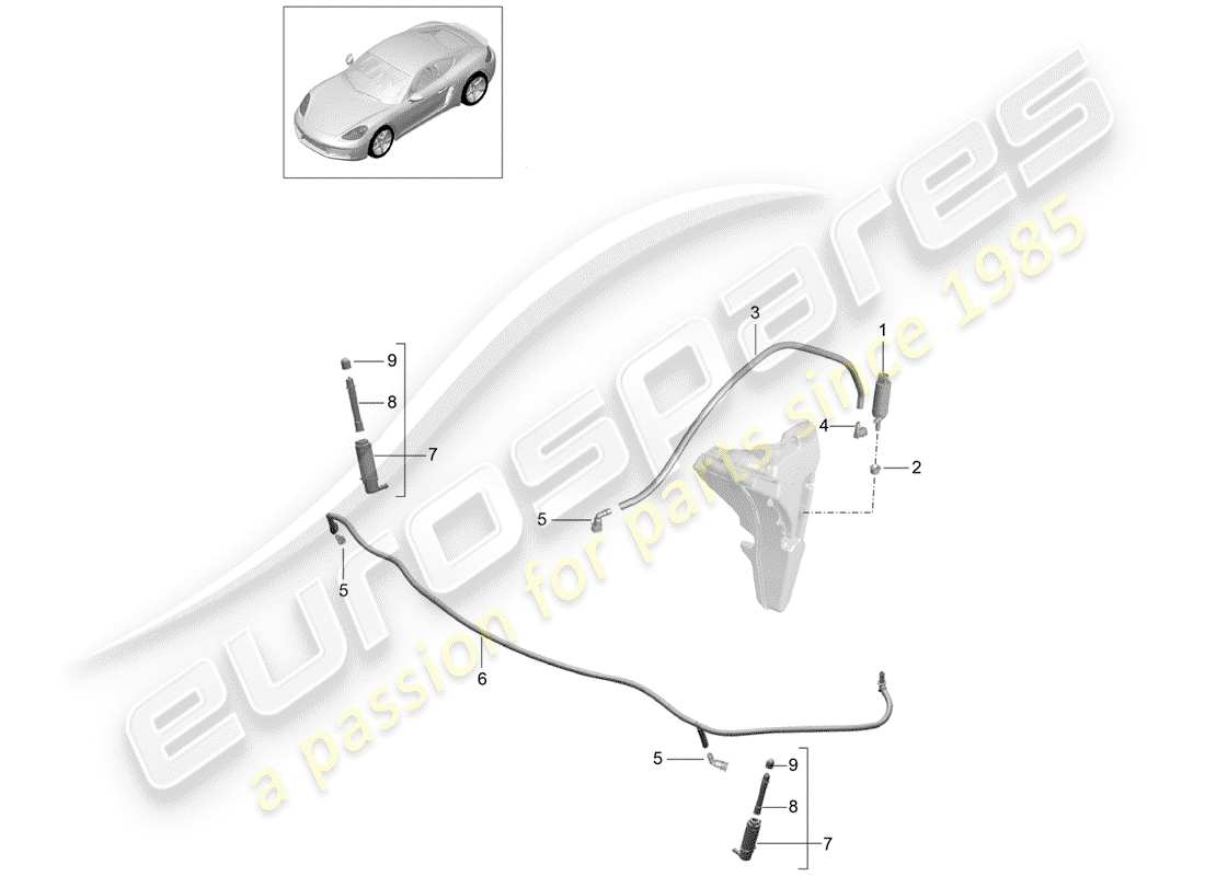 porsche 718 cayman (2018) headlight washer system parts diagram