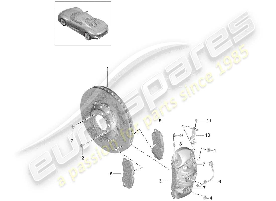 porsche 2015 (918 spyder) disc brakes part diagram