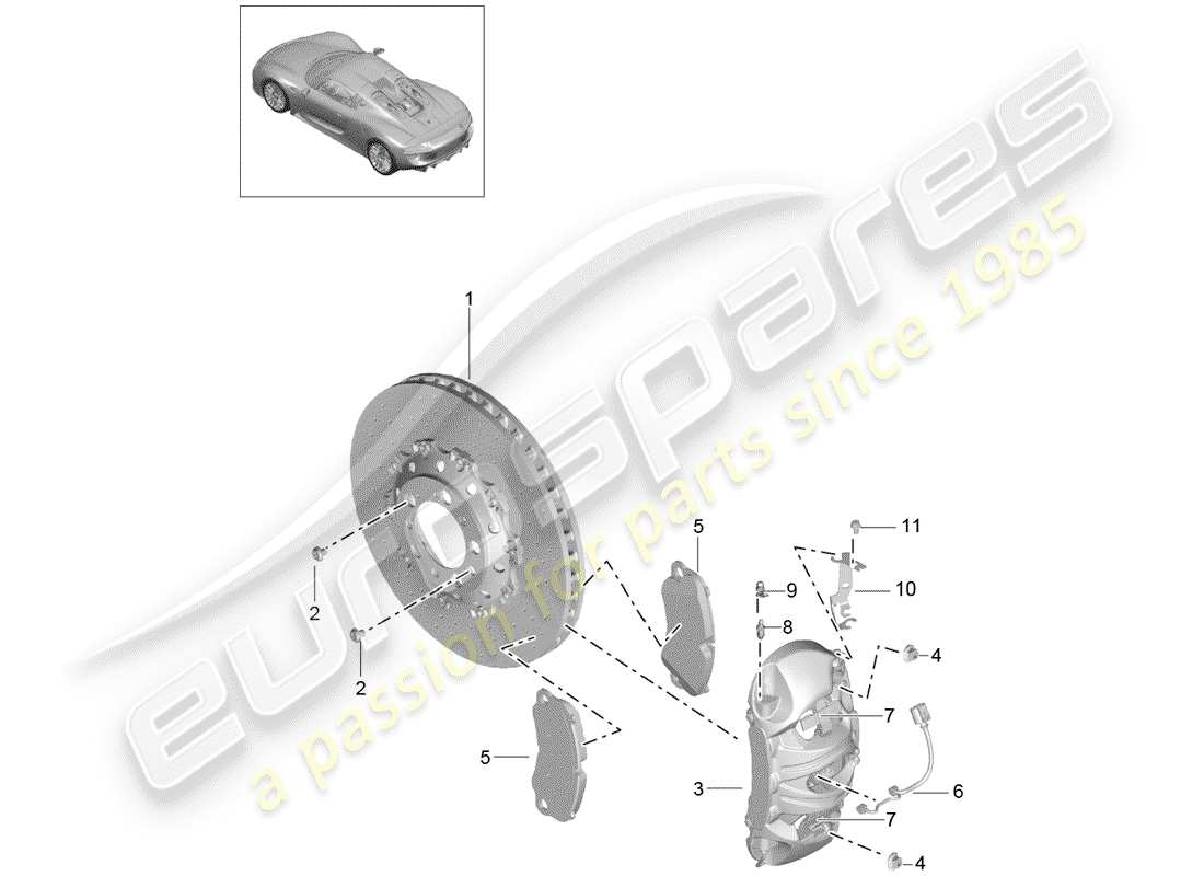 porsche 918 spyder (2015) disc brakes part diagram