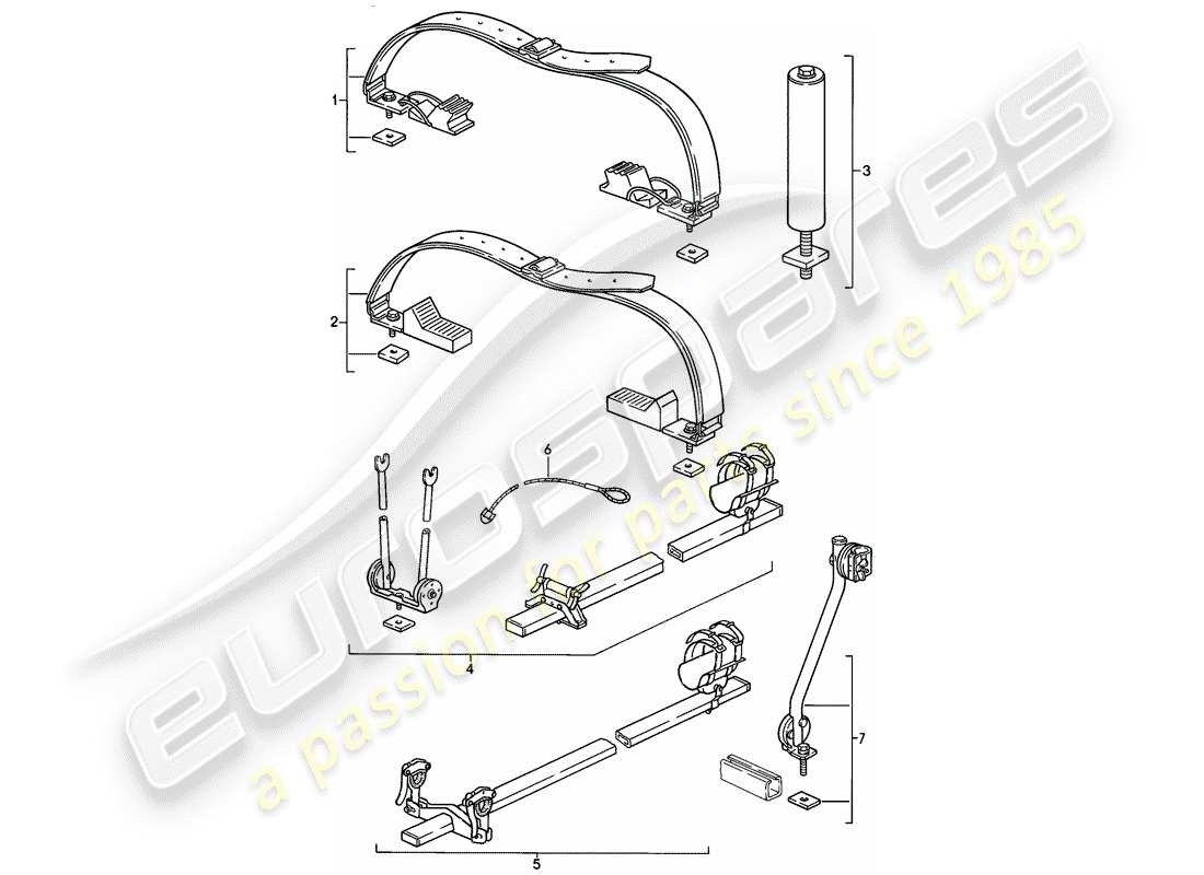 porsche 1984 (911) roof transport system parts diagram