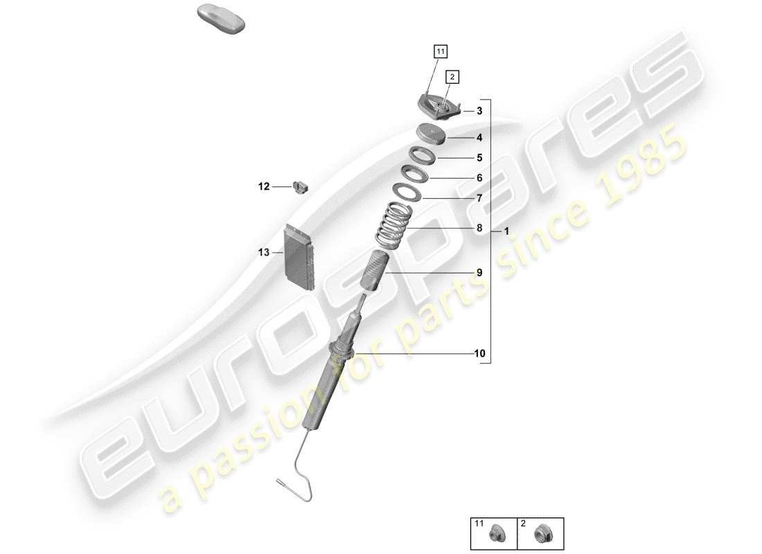 porsche 2019 (718 boxster spyder) vibration damper part diagram
