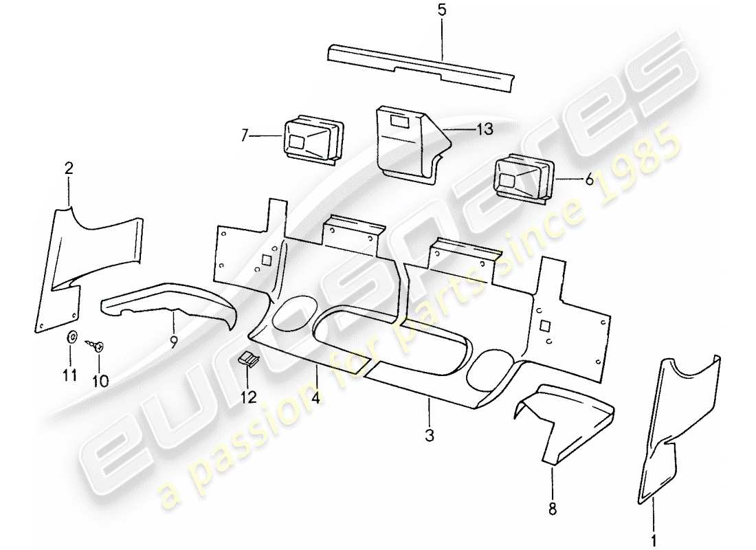 porsche 1987 (959) heat deflector - bumper part diagram