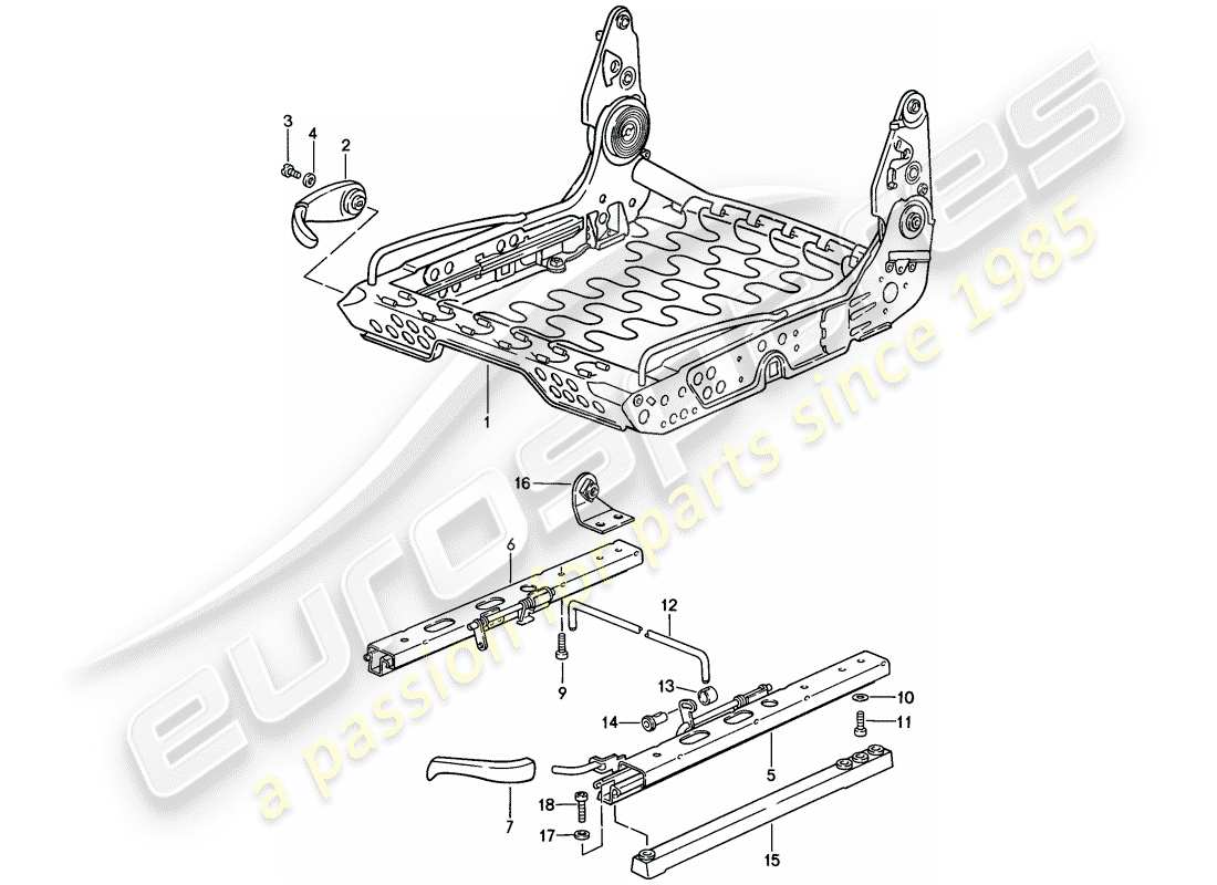 porsche 1985 (911) frame for seat - manually adjustable - d - mj 1985>> part diagram
