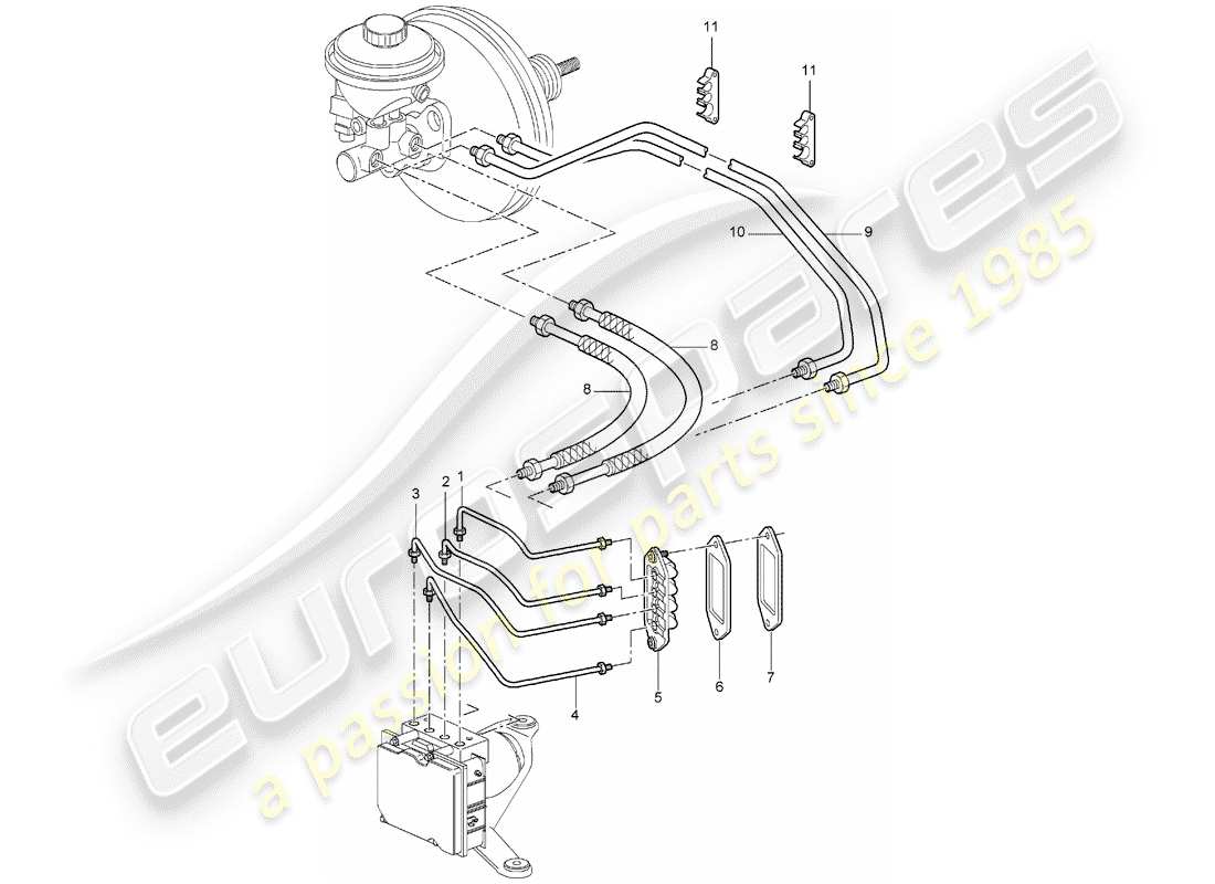 porsche 2006 (987 boxster) brake lines part diagram