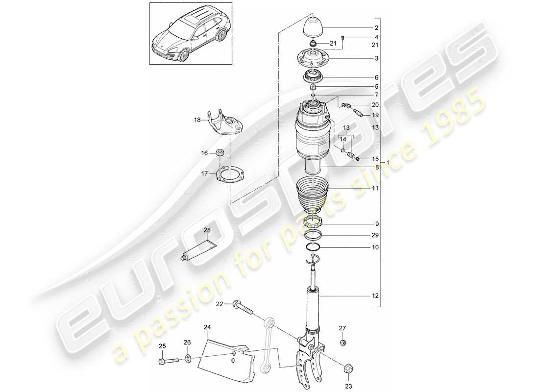 porsche cayenne e2 (2018) air spring parts diagram