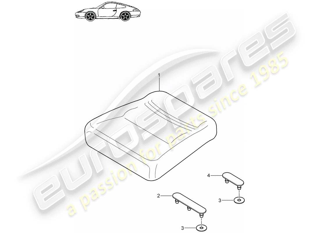porsche 2002 (996) back seat cushion parts diagram