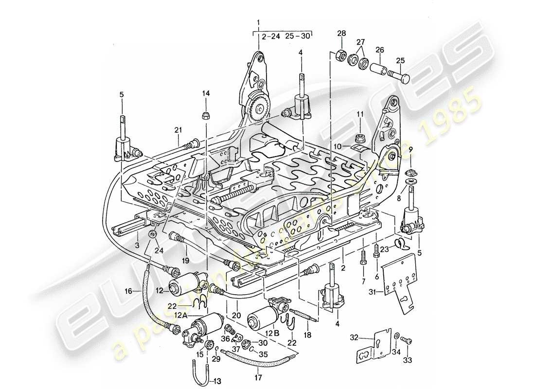 porsche 1987 (959) frame for seat - single parts part diagram