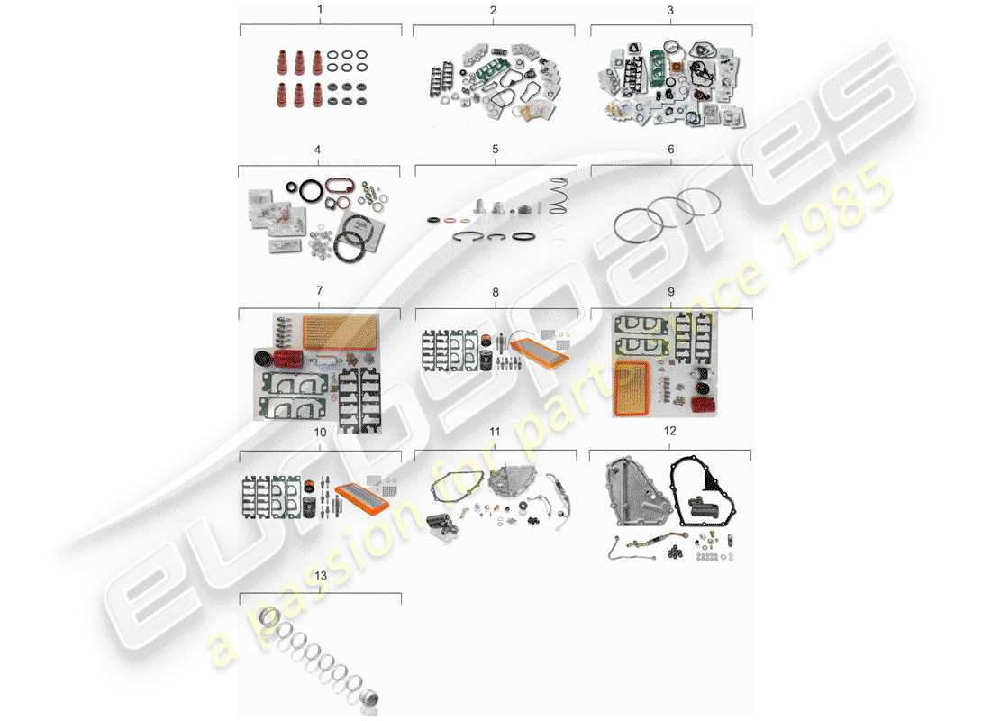 porsche 911 (1978) maintenance set - gasket set - repair kit parts diagram