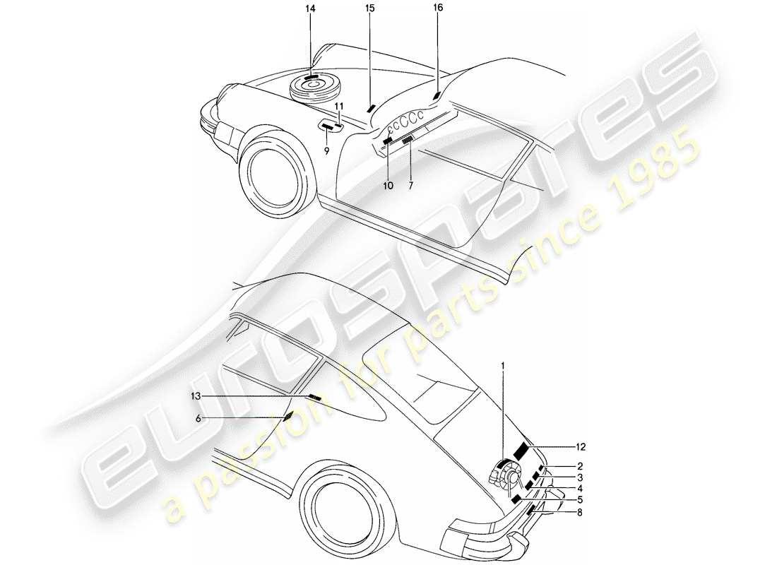 porsche 1987 (911) sticker part diagram