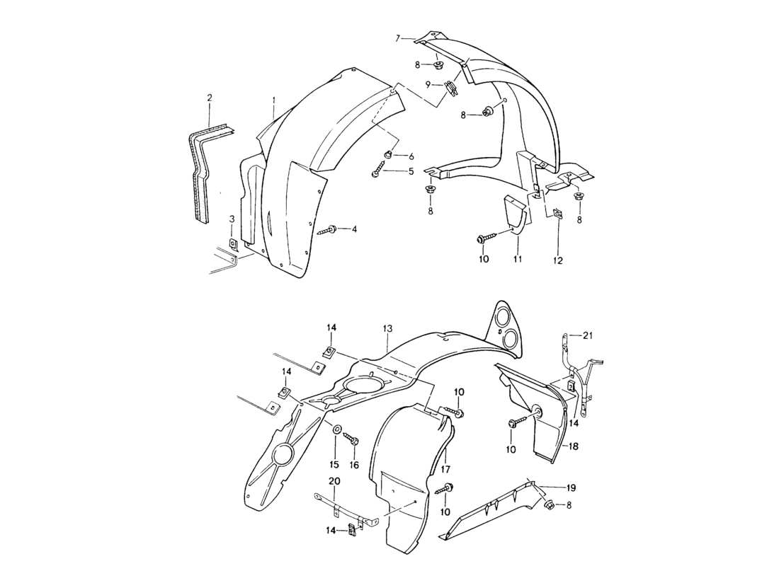 porsche 1994 (964) cover - wheel housing part diagram