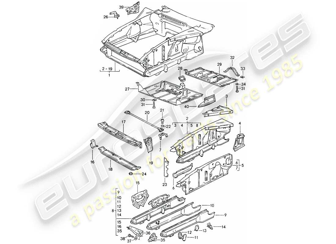 porsche 1995 (928) front end part diagram