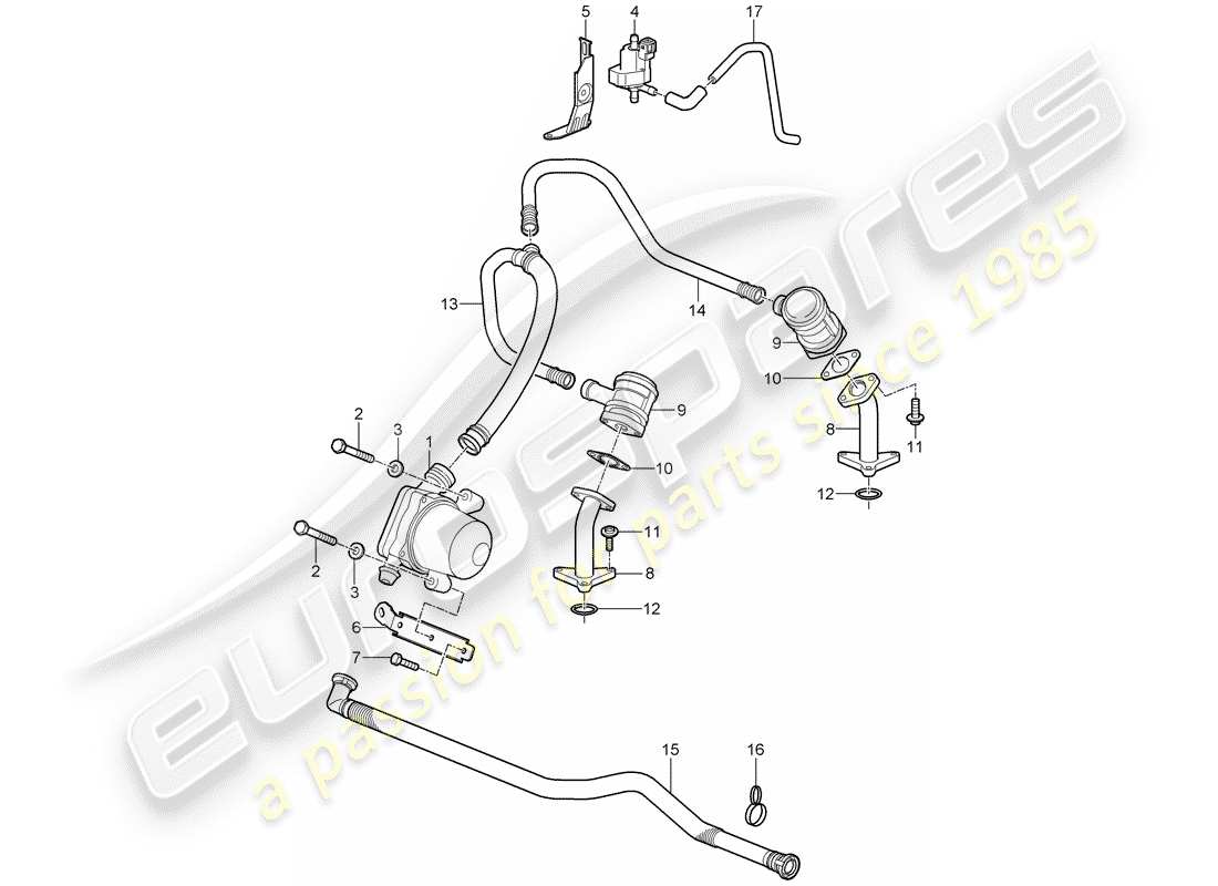porsche 2009 997-2 turbo / gt2 air injection part diagram