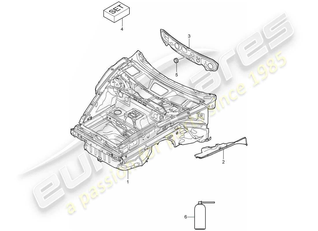 porsche 2009 997-2 turbo / gt2 front end part diagram
