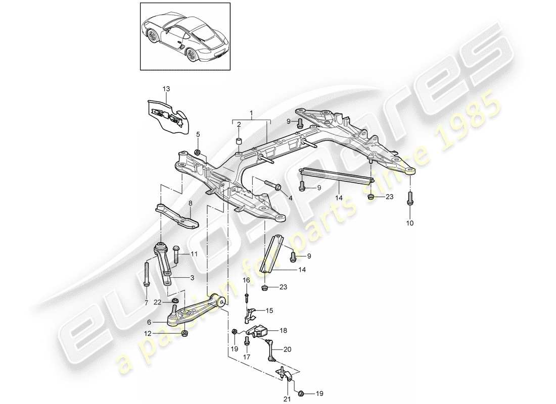 porsche 2012 (987 cayman) cross member part diagram