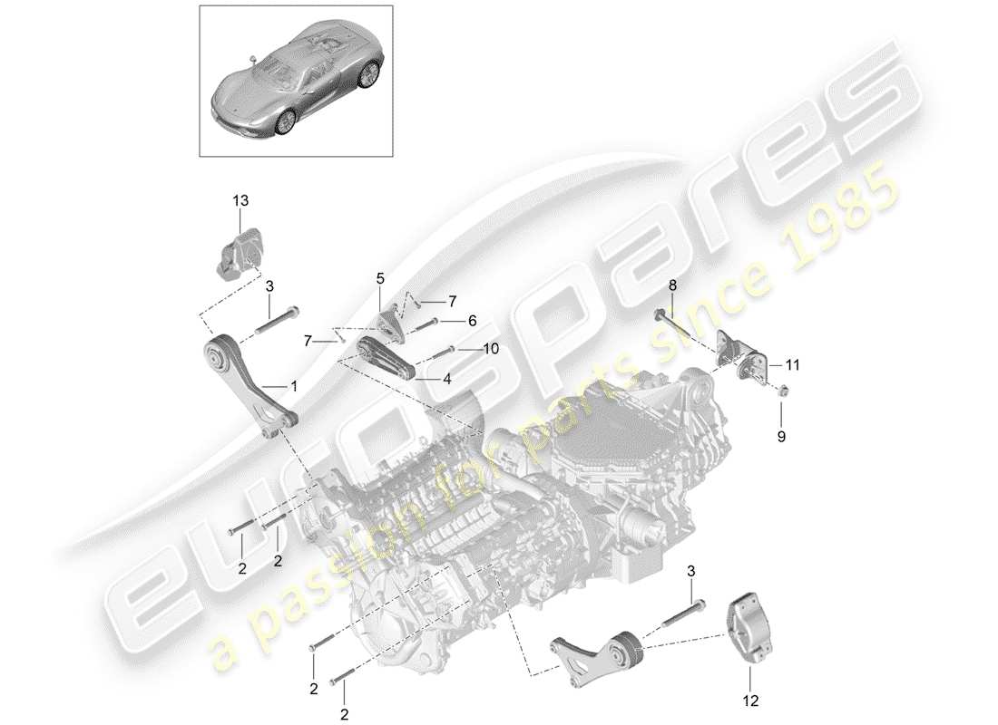 porsche 918 spyder (2015) engine suspension parts diagram