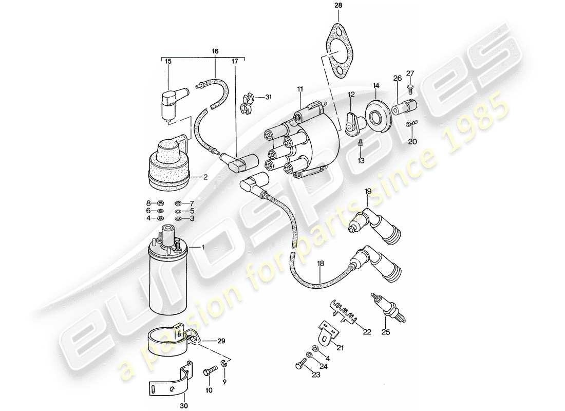 porsche 1984 (944) engine electrics 1 parts diagram