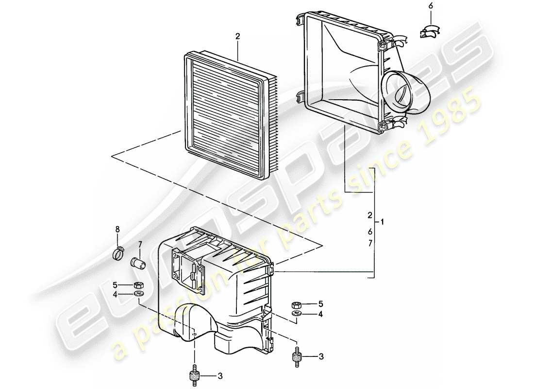 porsche 1987 (911) air cleaner - - repair set for maintenance - see illustration: part diagram