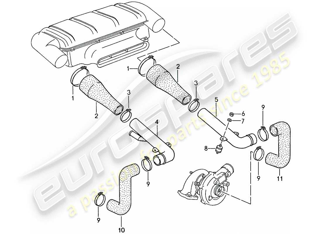 porsche 1987 (959) intake system 2 part diagram