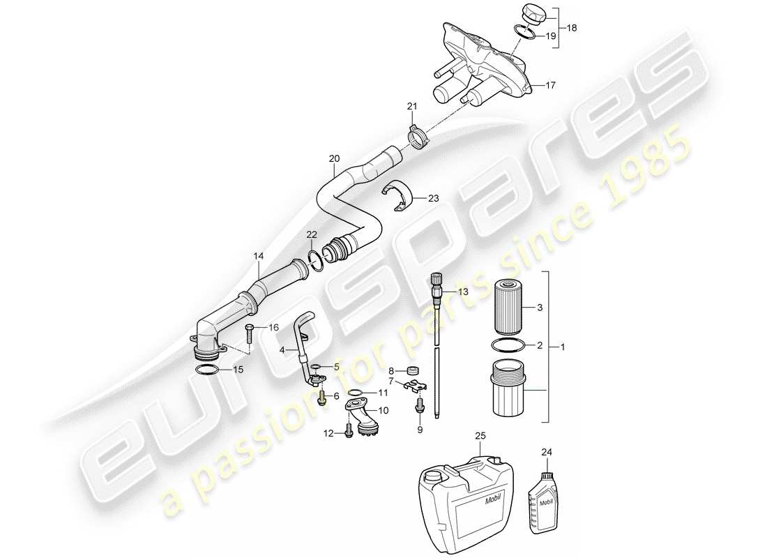 porsche 2008 (987 cayman) engine lubrication part diagram