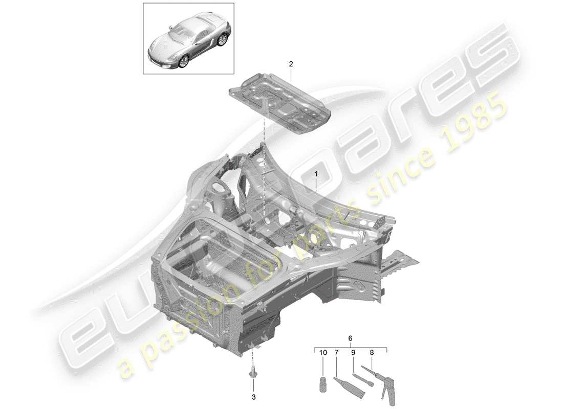 porsche 2012 (981 boxster) front end part diagram
