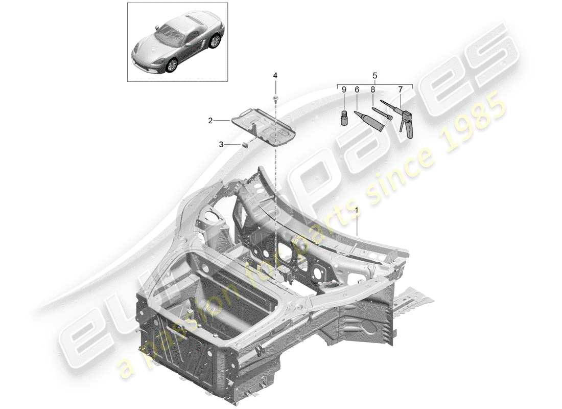 porsche 2019 (718 boxster) front end part diagram