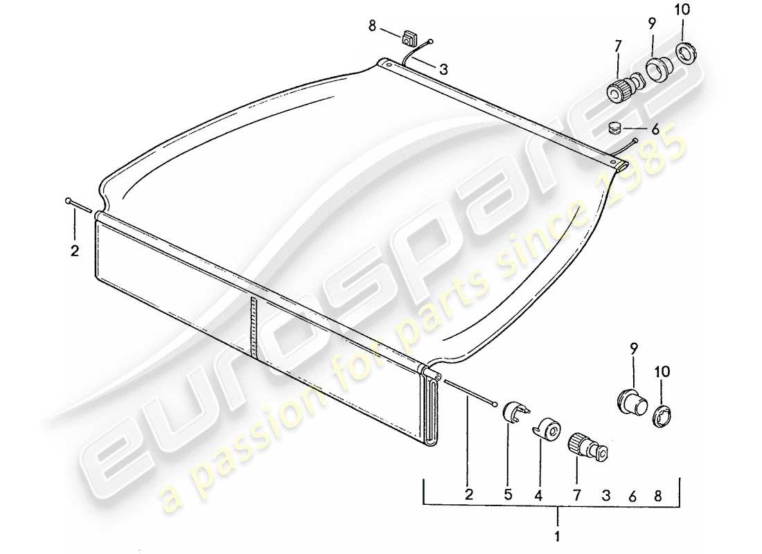 porsche 1988 (928) luggage compartment cover part diagram