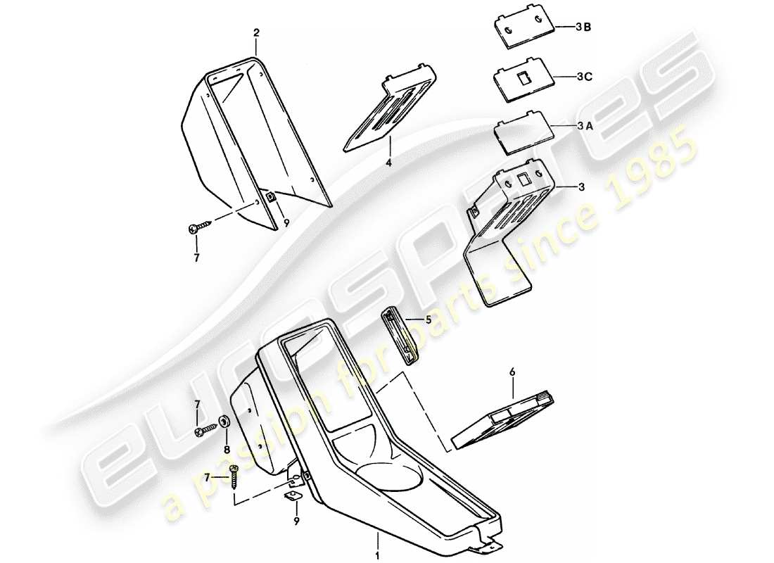 porsche 1983 (911) center console part diagram