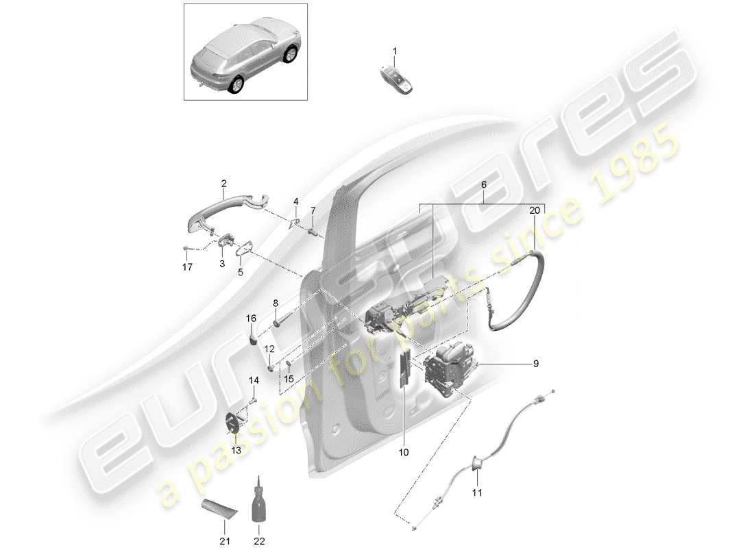 porsche 2018 (macan) door latches parts diagram